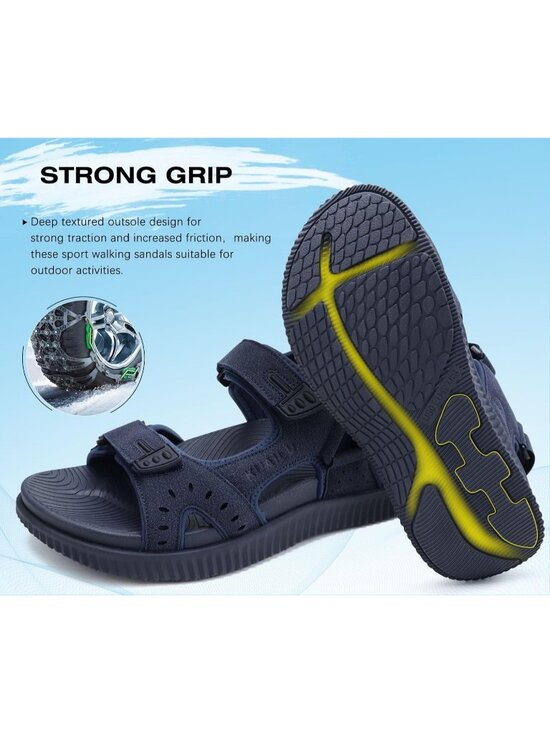 Men\'s Dark Blue Arch Support Thick Cushion Recovery Athletic Hiking Sandal Shoes